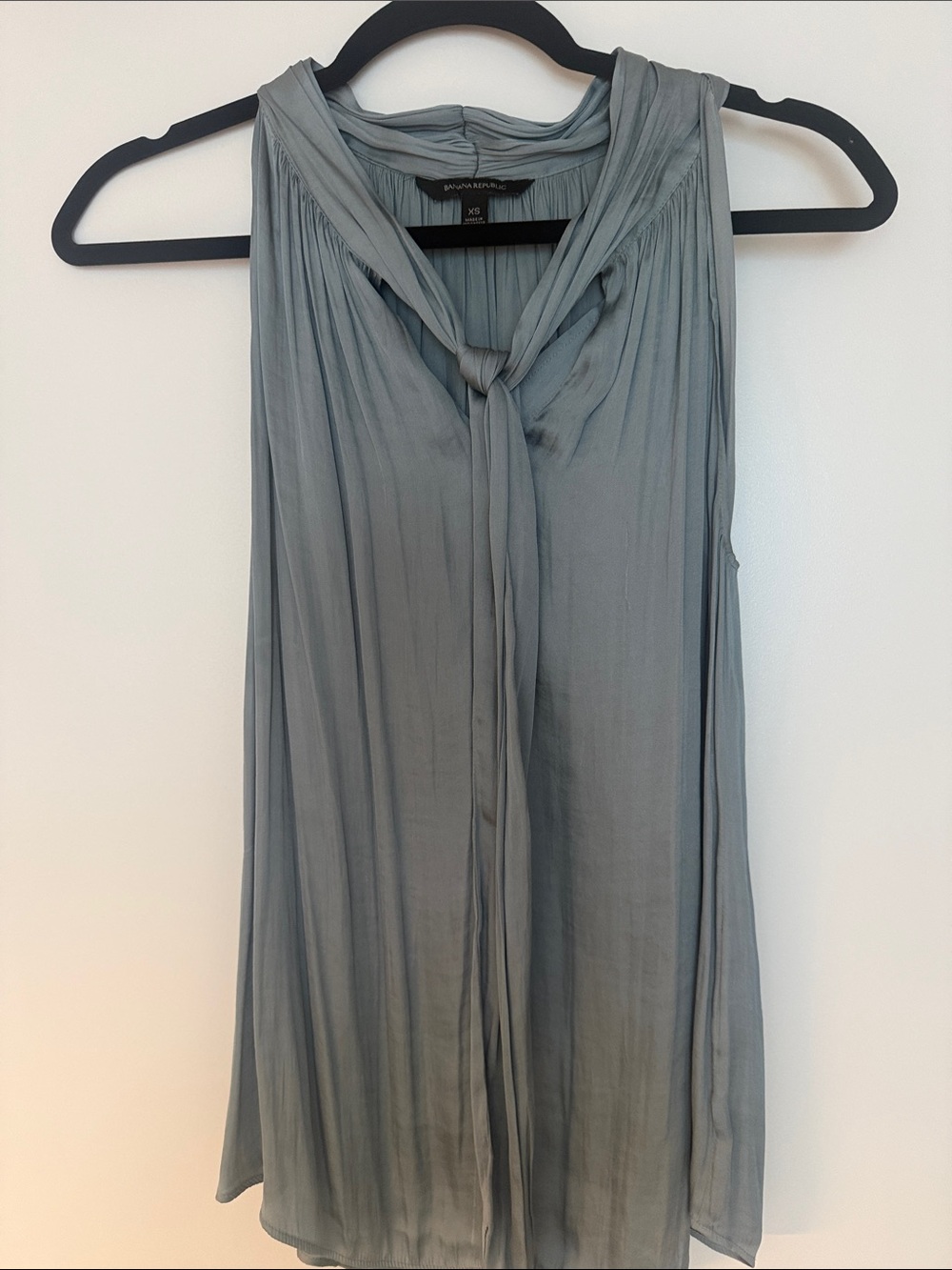 Banana Republic Sleeveless Tie-Neck Tank blue Slate Gray